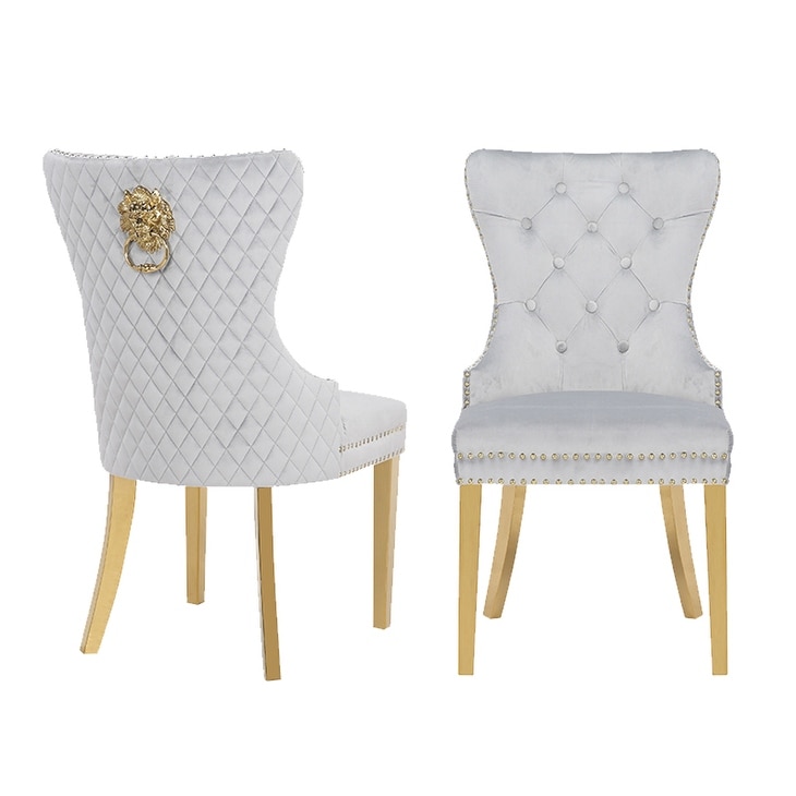 Simba Gold Legs Dinning Chair Finish with Velvet Fabric   2 Chair per Box