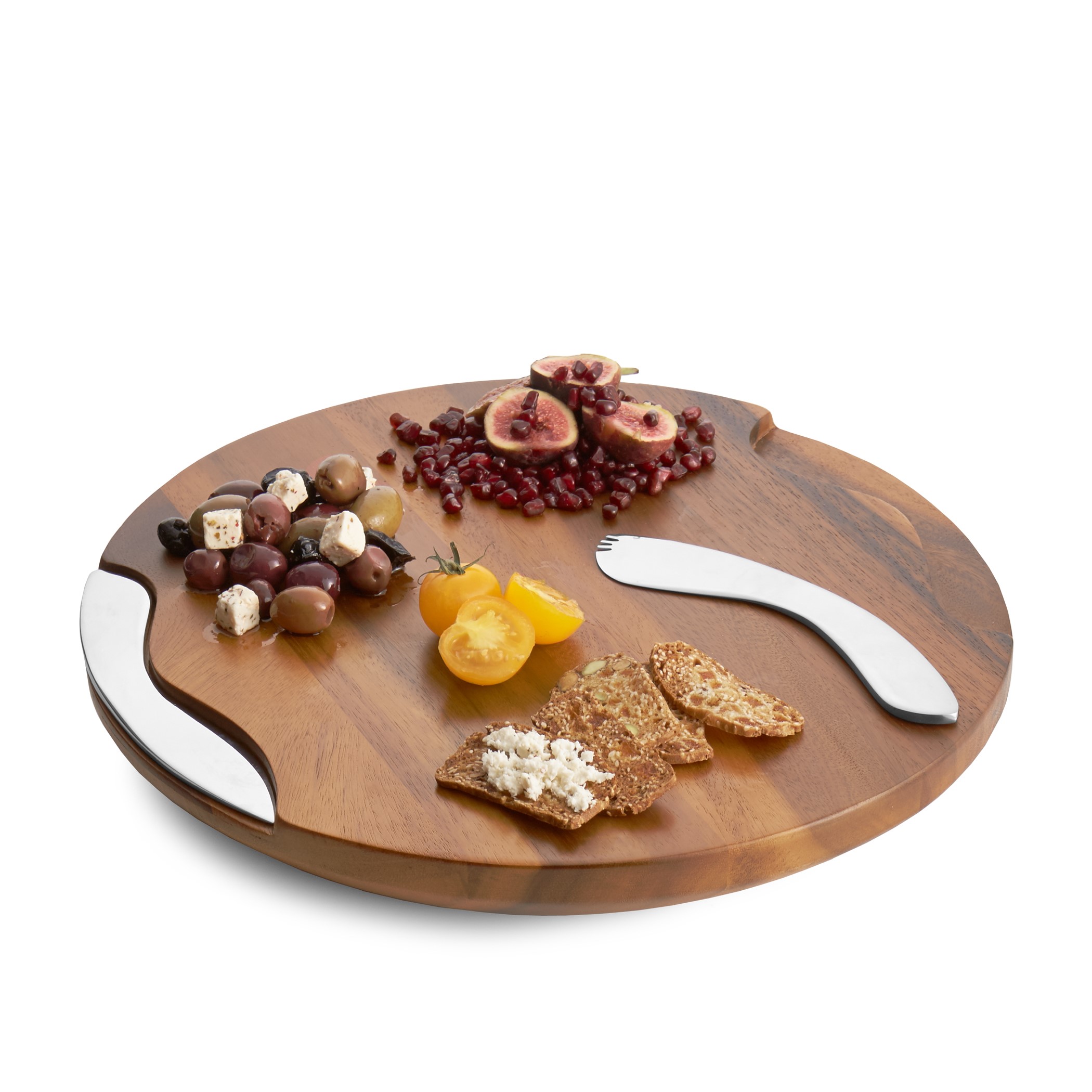 Nambe Wood Cheese Board with Knife and Spreader