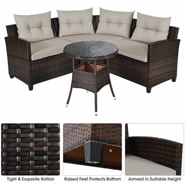 4 Pcs Furniture Patio Set Outdoor Wicker Sofa Set - 31.5