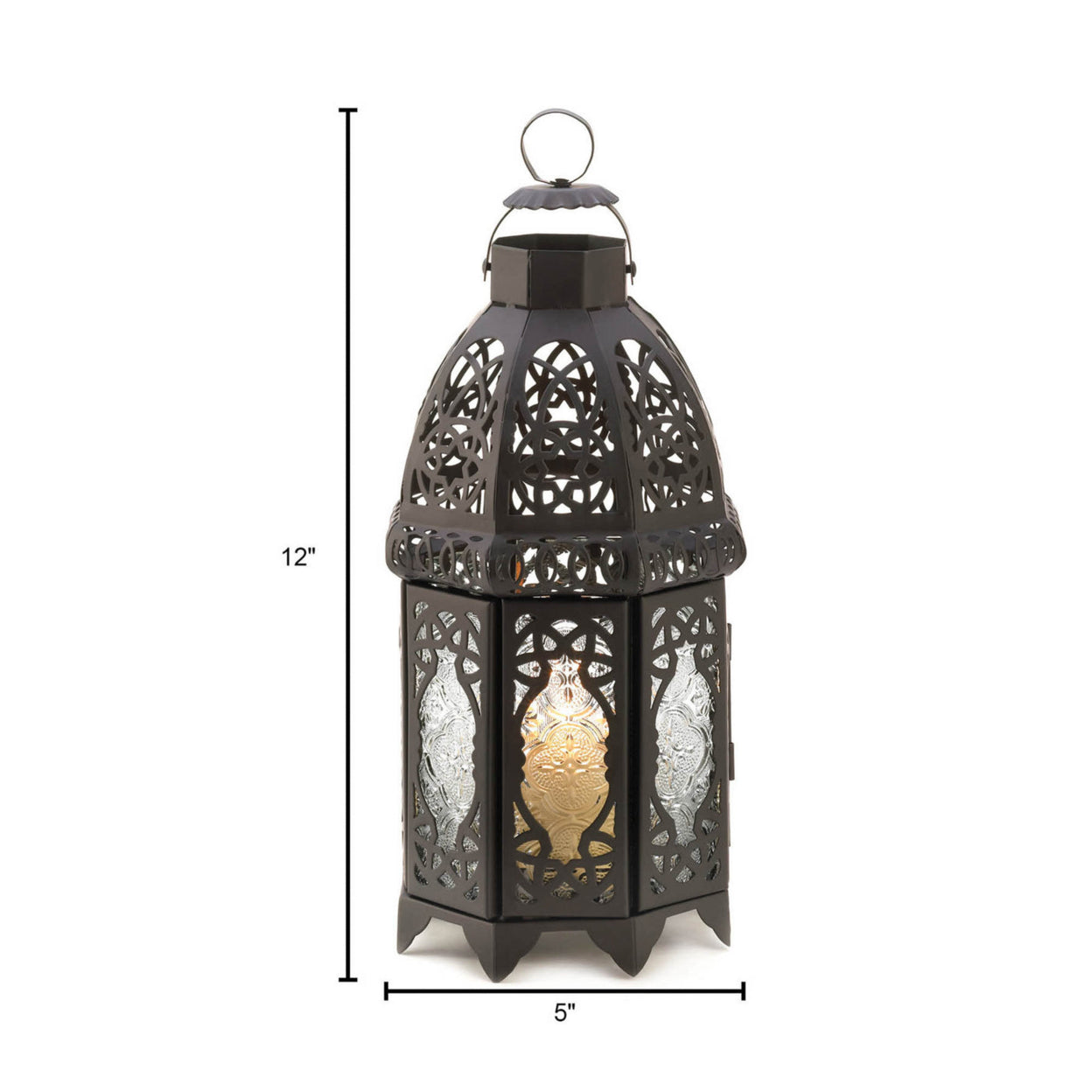 Set of 2 Black Lace Candle Lanterns