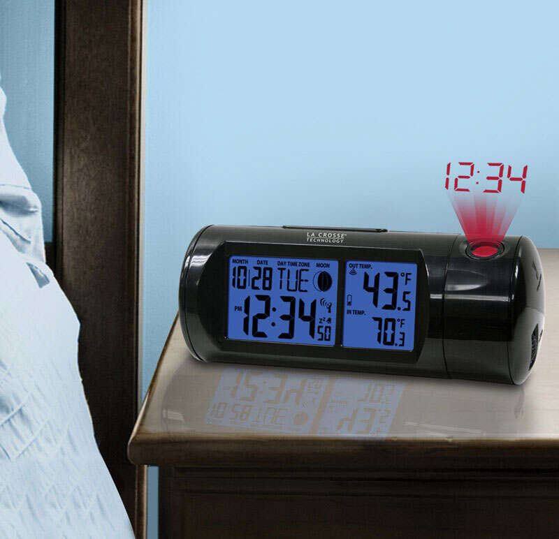 La Crosse Technology 7.1 in. Black Projection Alarm Clock Digital Plug-In