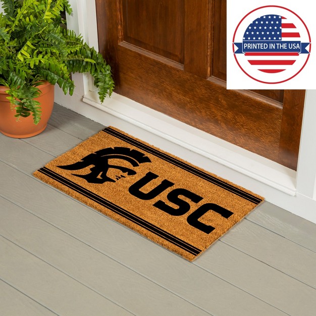 Evergreen University Of Southern California Logo Turf Mat Brown 28 X 16 Inches Indoor Outdoor Doormat