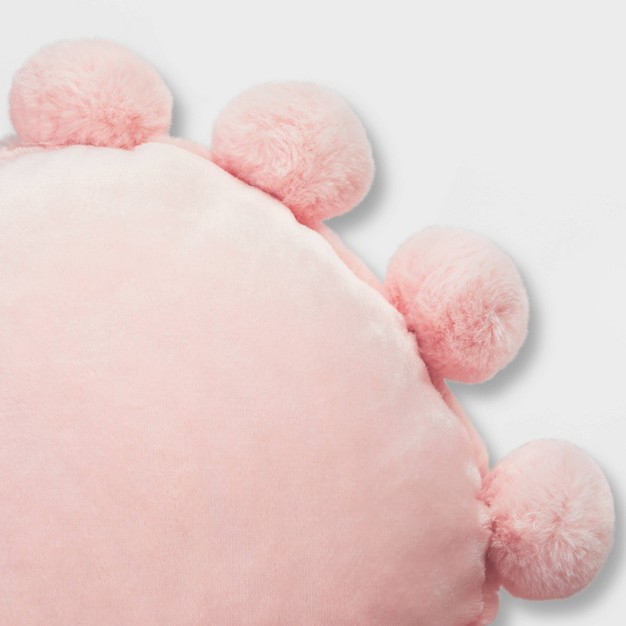 Round Plush Kids x27 Pillow With Poms poms