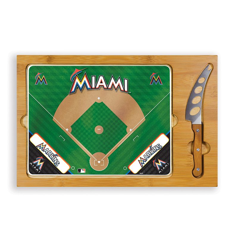 Picnic Time Miami Marlins Icon Rectangular Cutting Board Gift Set