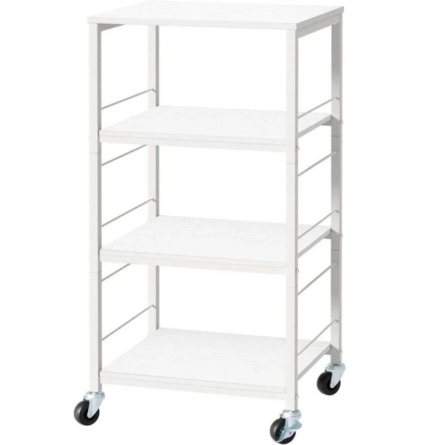 Nex 4 Tier Organizer Cart On Casters With Fixed Rack White