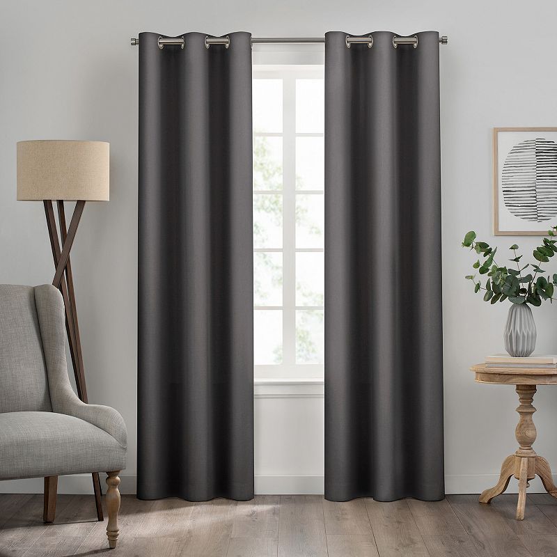 Eclipse Kendall Grommet Solid Textured Thermaback Blackout Window Curtain Panel