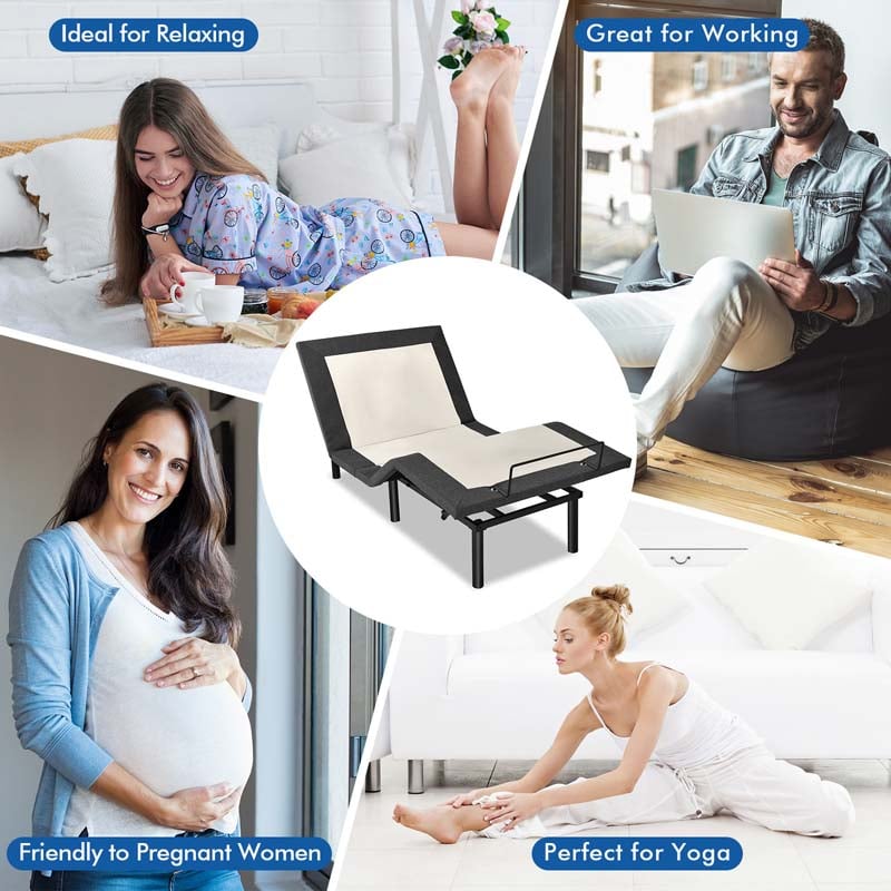 Adjustable Bed Base with Wireless Remote, Zero Gravity Smart Electric Bed Frame with Massage Modes