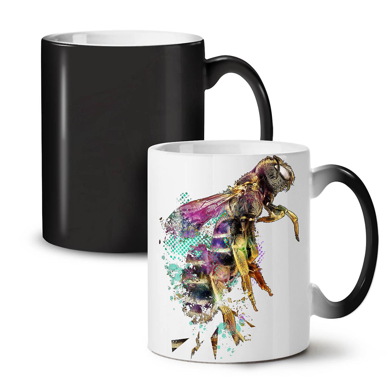 Honeybee Beast Print NEW Black Colour Changing Tea Coffee Ceramic Mug 11 oz | Wellcoda