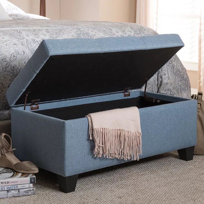 Baxton Studio Michaela Blue Ottoman