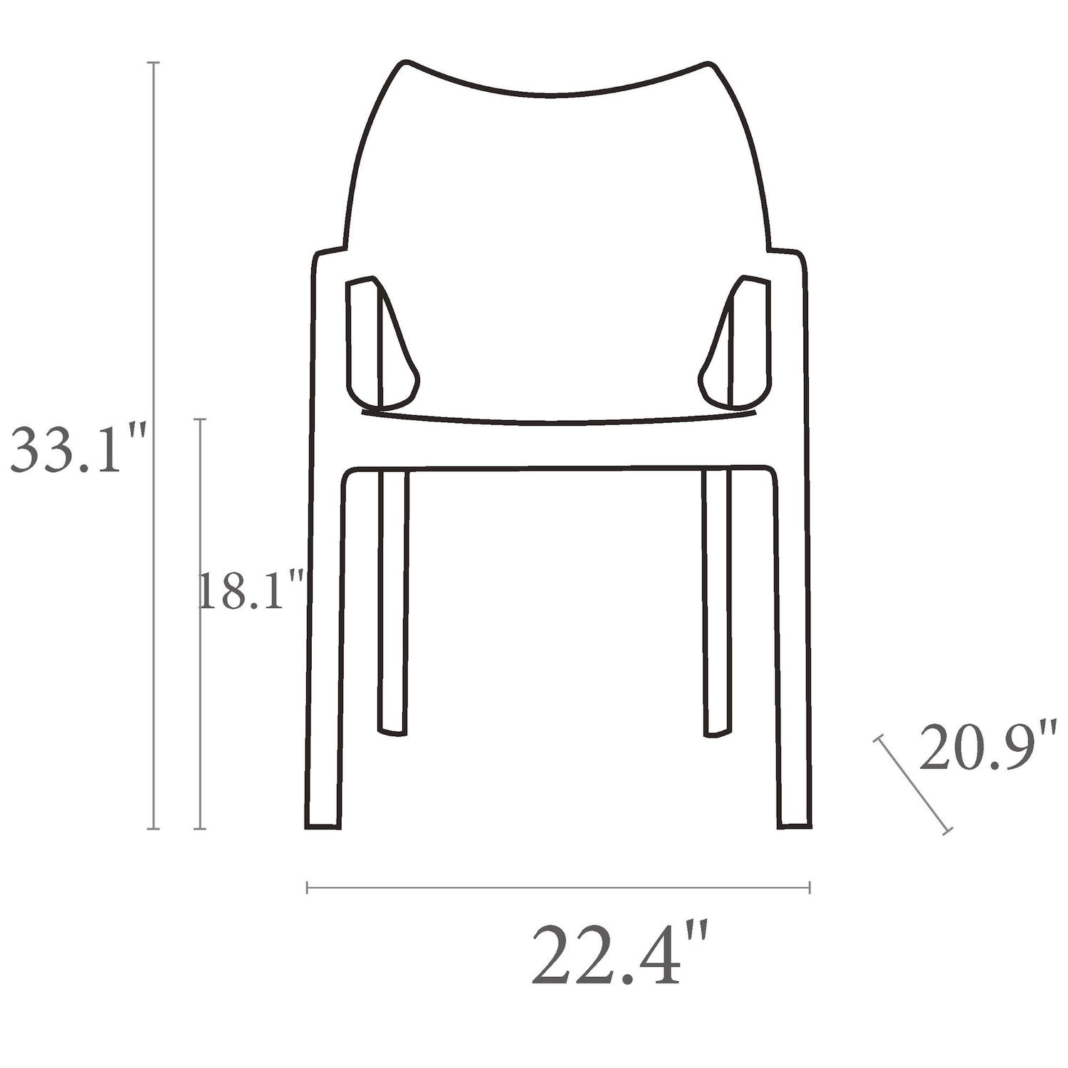 33 Silver Outdoor Patio Solid Dining Arm Chair