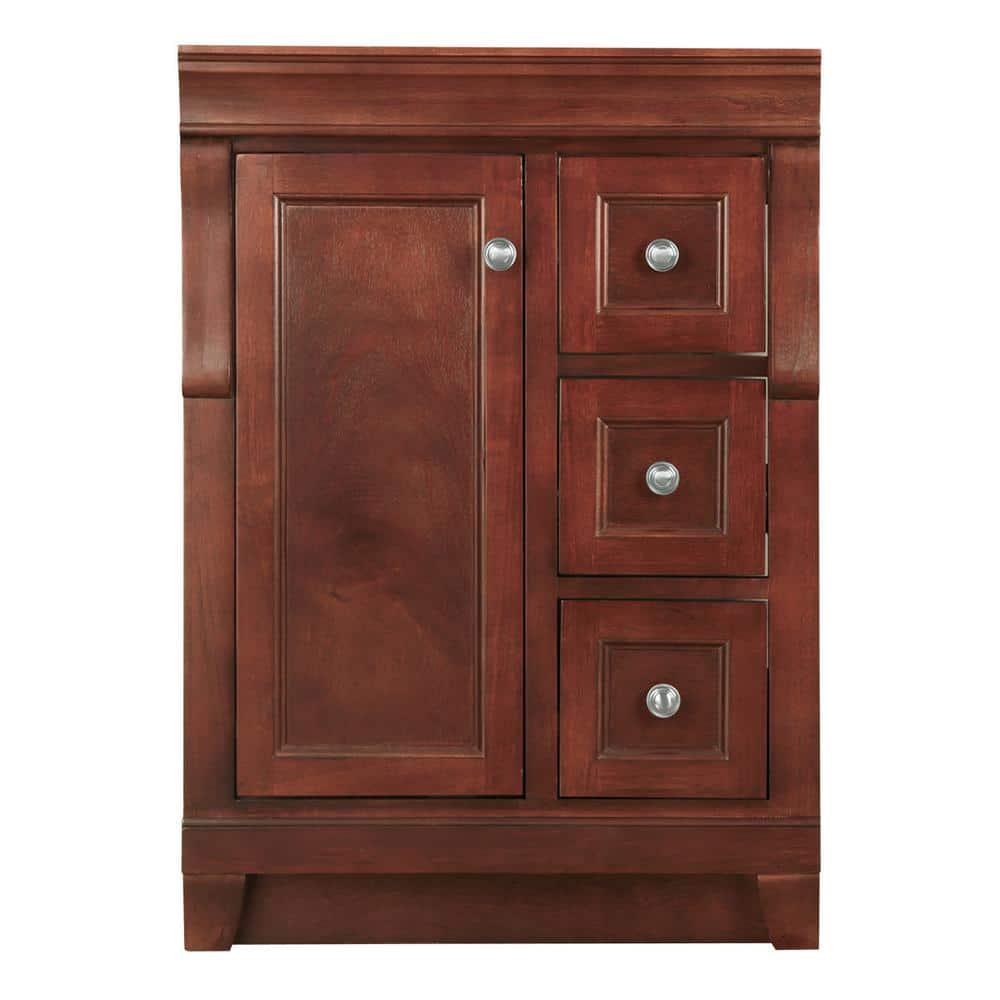 Home Decorators Collection Naples 24 in W Bath Vanity Cabinet Only in Tobacco with Right Hand Drawers