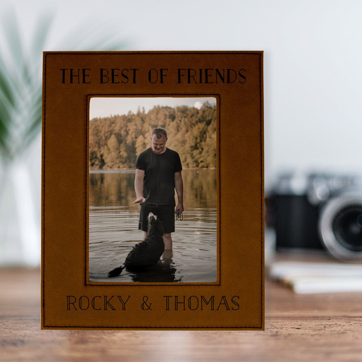 904 Custom Personalized The Best of Friends Pet Name Leatherette Picture Frame