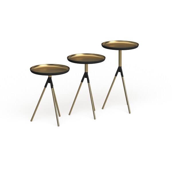 SAFAVIEH Talon Metal Side Table (Set Of 3) - Gold / Black