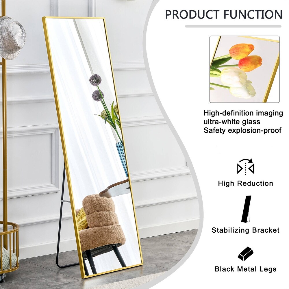 Aluminium alloy Metal Frame Wall Mounted Full Body Mirror Golden 63\
