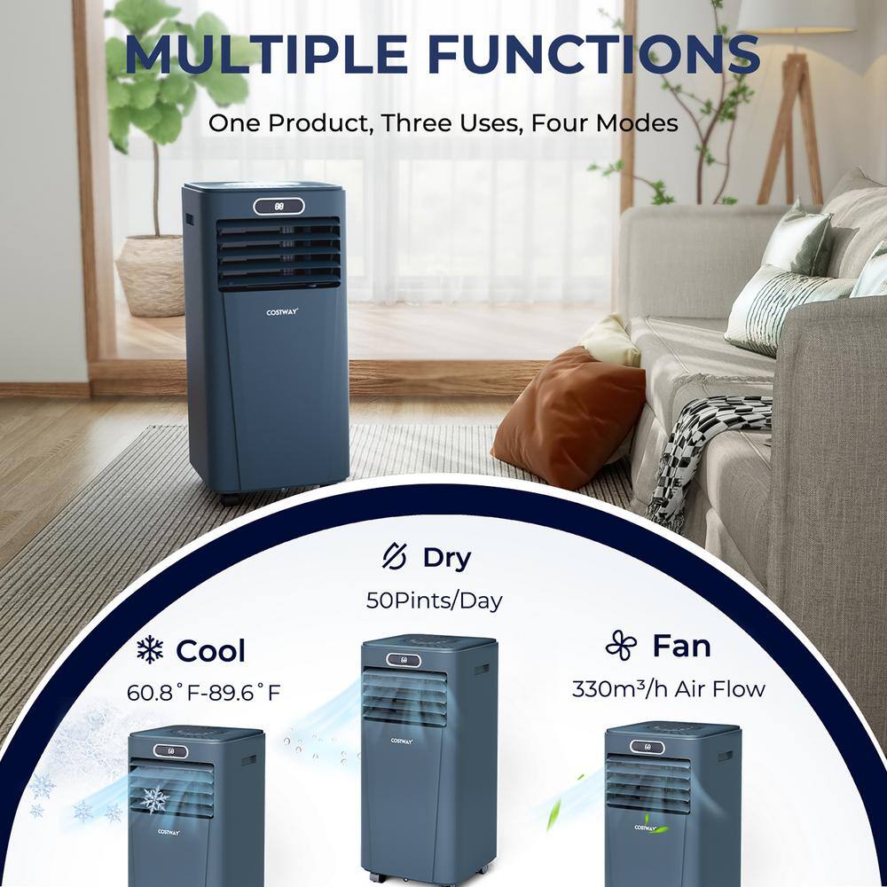 Costway 10000 BTU Portable Air Conditioner wRemote Control 3-in-1 Air Cooler wDrying in Dark Blue FP10120US-DB