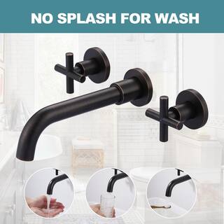 IVIGA Modern Double Handle Wall Mounted Bathroom Faucet in Oil Rubbed Bronze VBB02RB