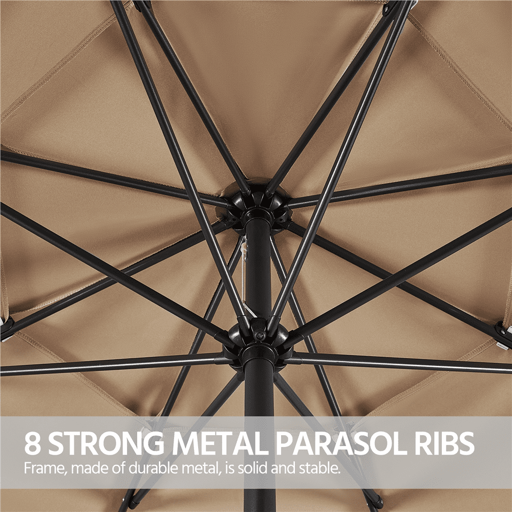 SMILE MART 10ft Patio Umbrella with 8 Sturdy Ribs for Outdoor, Tan