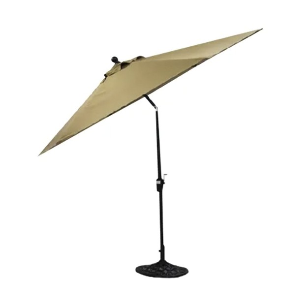 Four Seasons Courtyard 9 Foot Fabric Durable Cambridge Market Umbrella With Push Button Tilt And Rust Proof Aluminum Pole Beige bronze