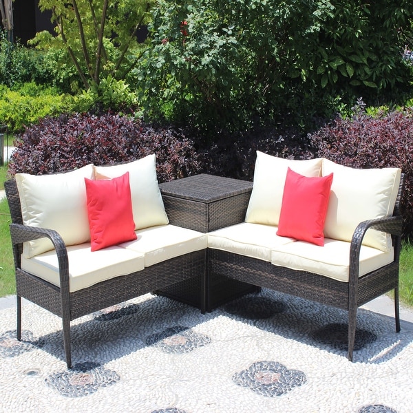 Modern 3 Piece Wicker Rattan Sectional Set