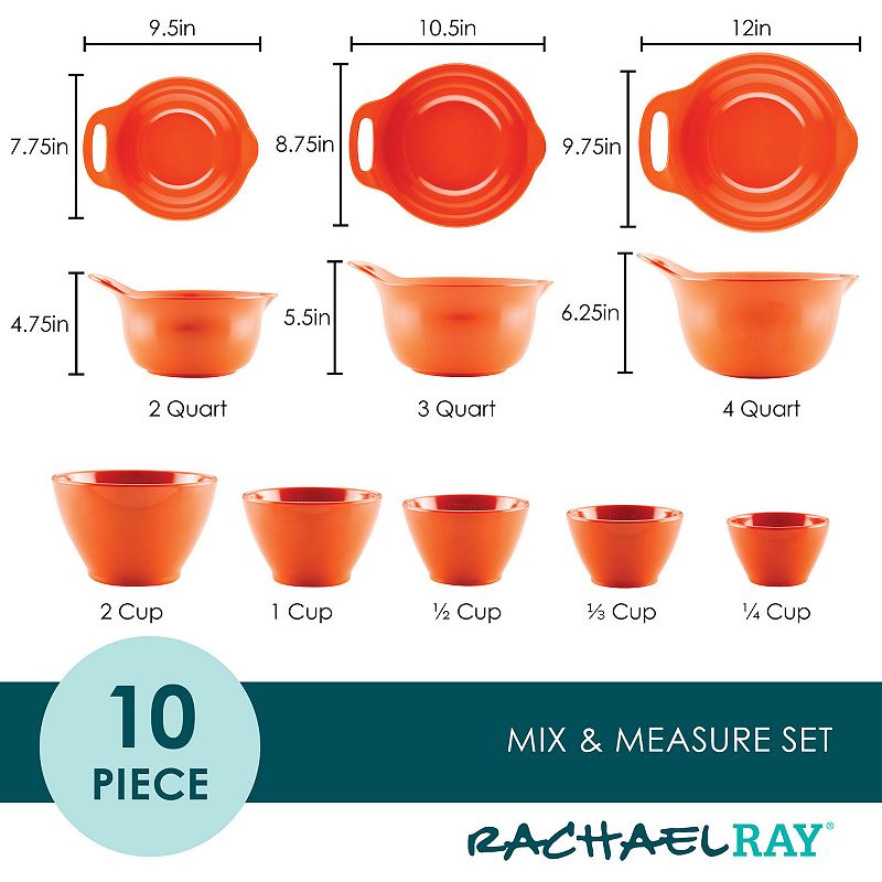 Rachael Ray Mix and Measure 10-pc. Mixing Bowl Measuring Cup and Utensil Set