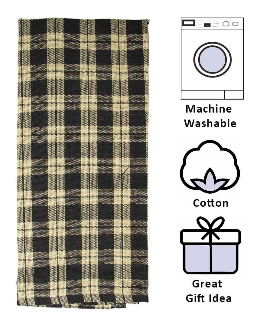 Farmhouse Kitchen Towels Black and Natural Tan， Striped Buffalo Checked Plaid Dish Towels， 3 Kitchen Towels