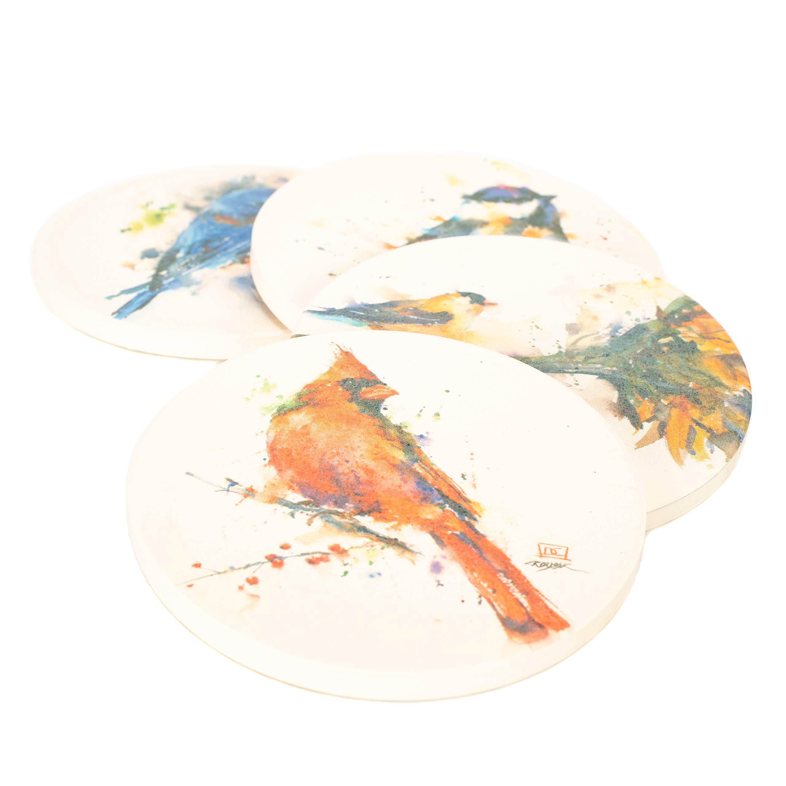 Big Sky Carvers Dean Crouser Watercolor Songbird Coasters， Set of 4