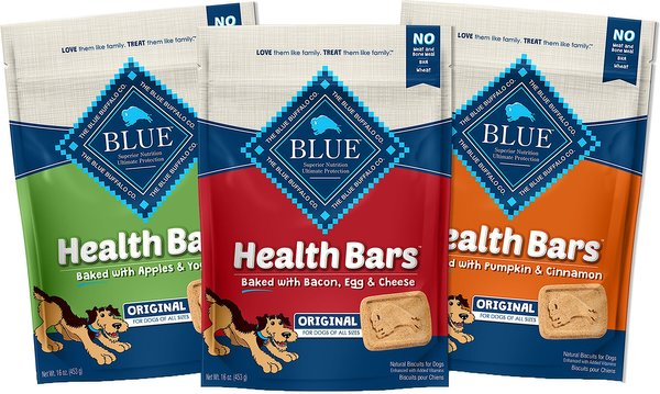 Blue Buffalo Health Bars Natural Crunchy Variety Pack Dog Treats Biscuits， 16-oz bag， 3 count