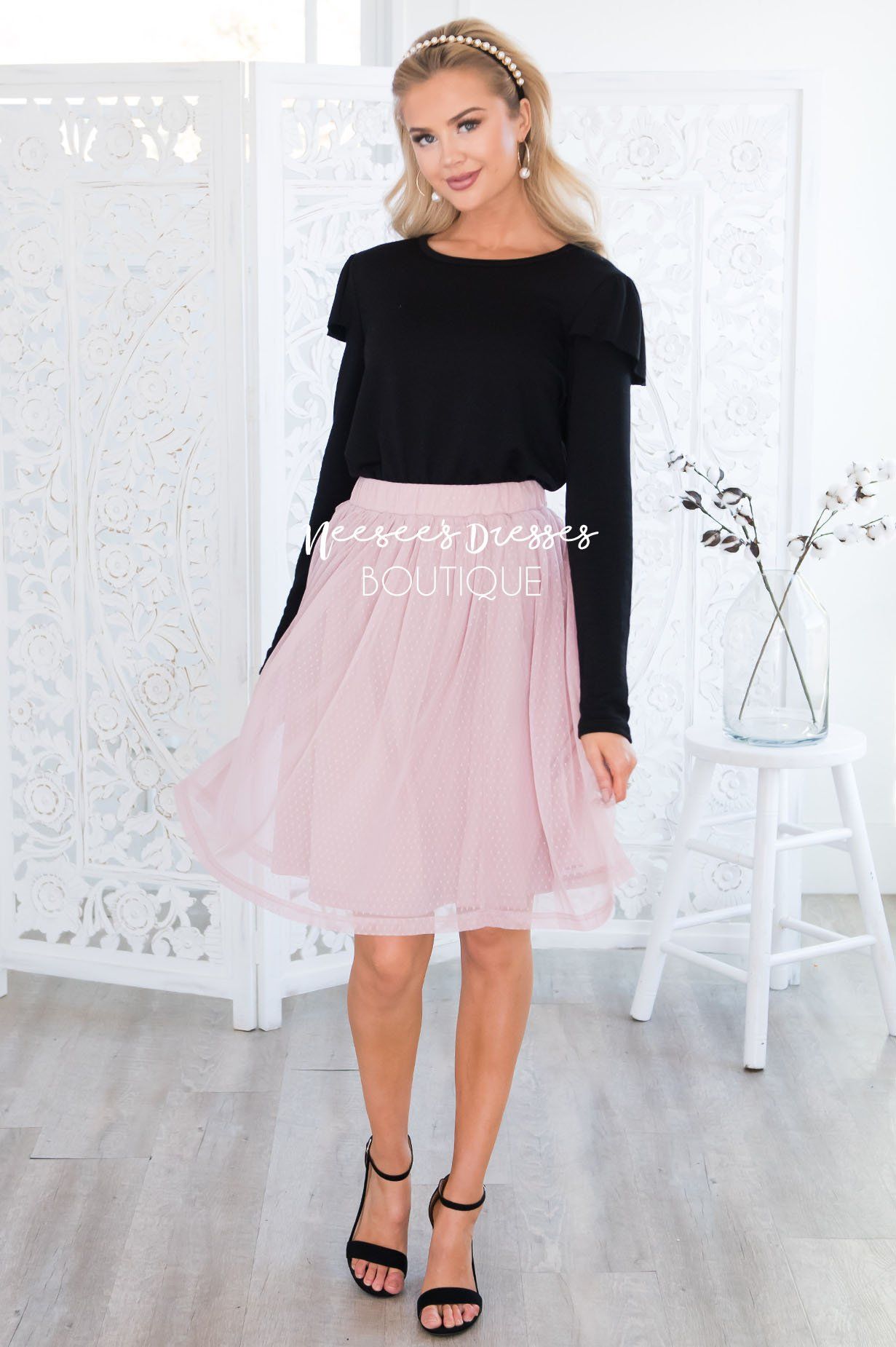 Pink Dotted Tulle Skirt