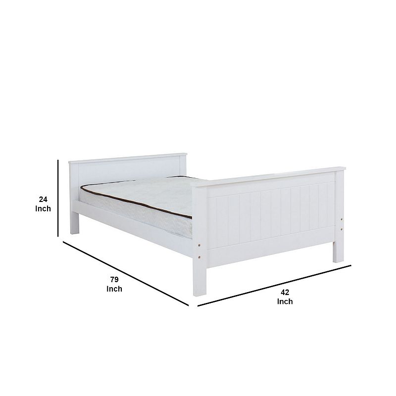 Transitional Style Wooden Twin Panel Bed， White