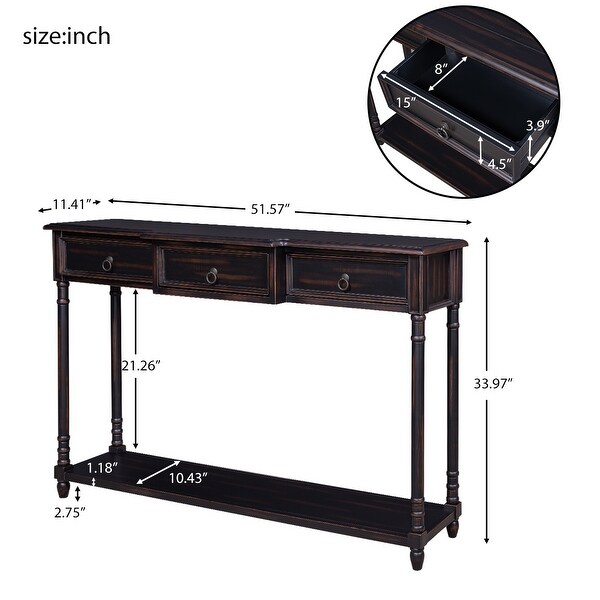 Entryway Console Table Sofa Table with Drawers and Shelf - 51.57*13.3*34INCH