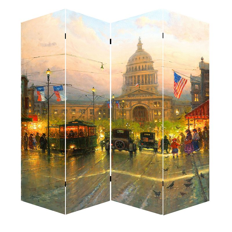 Capitol Hill Street Print Canvas 4 Panel Room Divider ， Multicolor