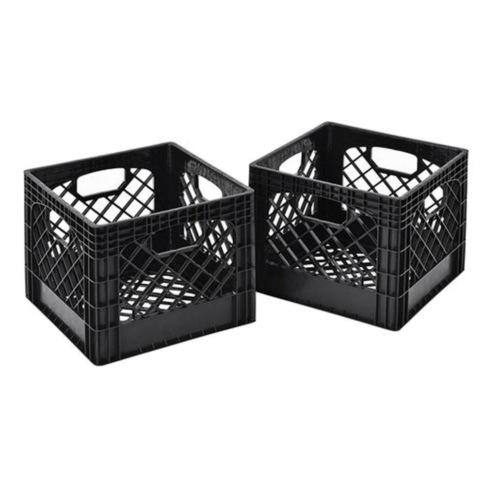 Juggernaut Storage 18 qt. Storage Stackable Storage Crate with Handles in Black (2-Pack) RMK18QT-2PKBLK