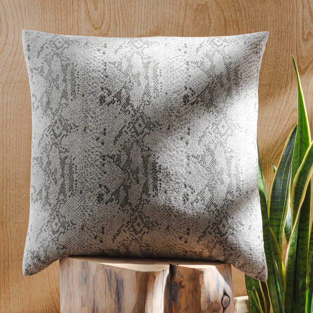 Ameerah Neutral Snakeskin Pattern Glam Throw Pillow