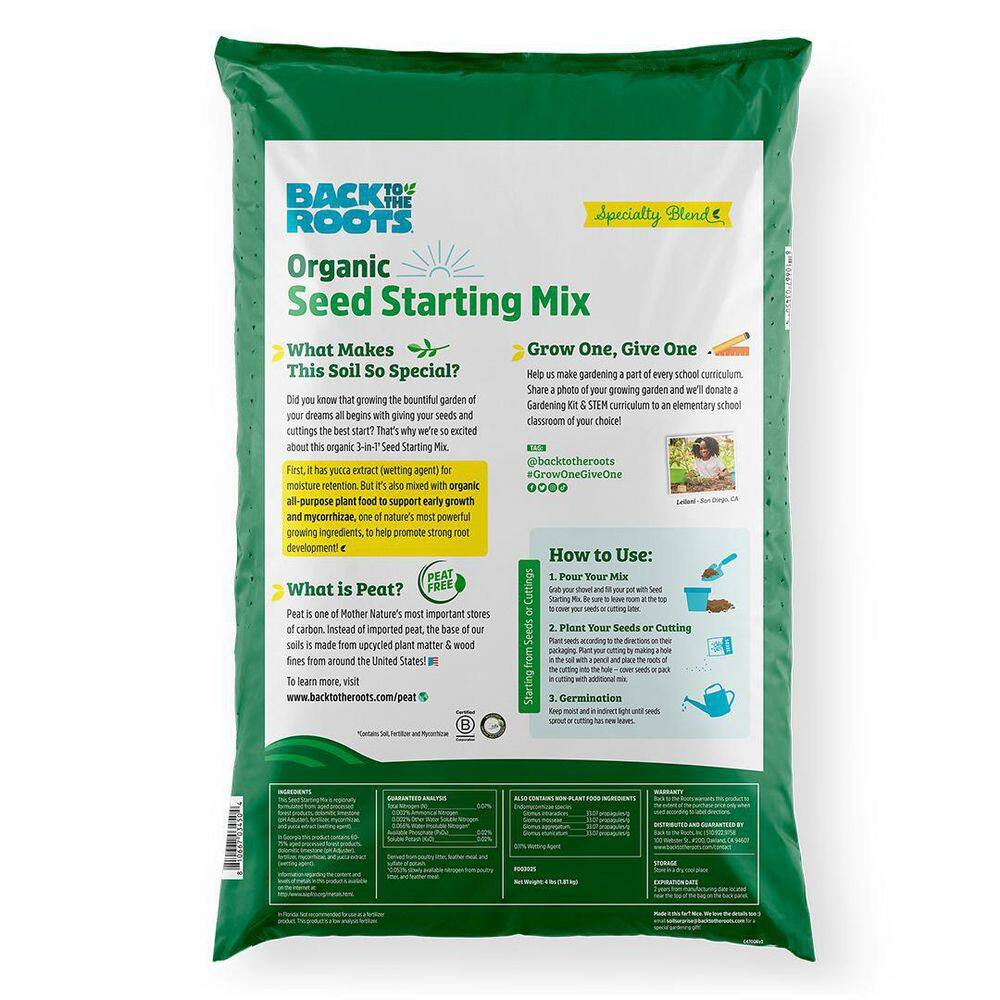 Back to the Roots 4 Pack: 12QT Organic Seed Starter Mix 47008