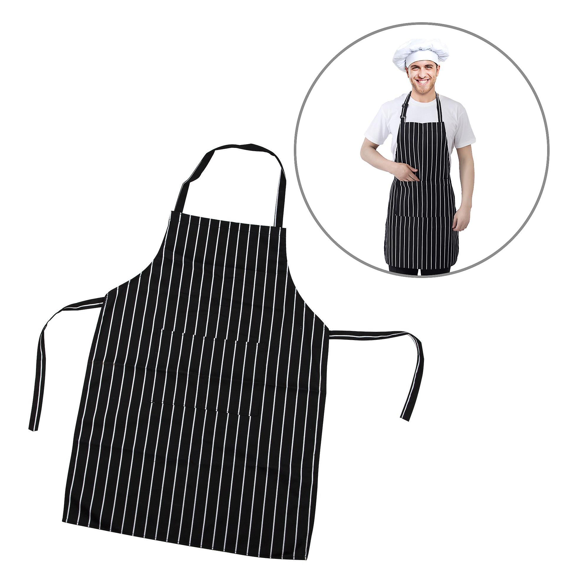 TRIXES Kitchen Chef Cooking Apron Black and White Stripe