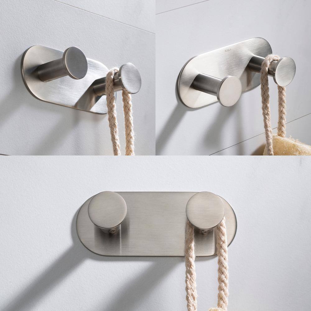 KRAUS Elie Bathroom Robe and Towel Double Hook in Brushed Nickel KEA-18803BN