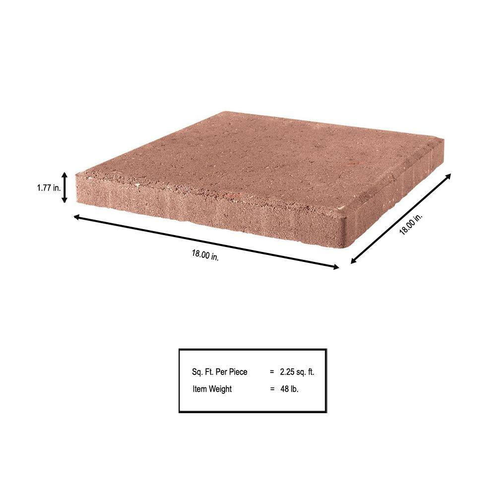 Pavestone 18 in. x 18 in. x 1.75 in. River Red Square Concrete Step Stone (56-Piece129 sq. ft.Pallet) 73851