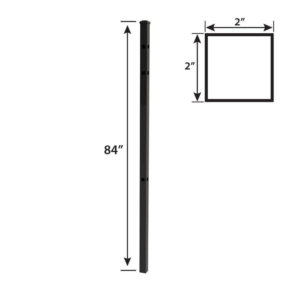 FORGERIGHT 84 in. x 5 ft. Osprey Black Aluminum Fence Corner Post with Flat Cap 881898