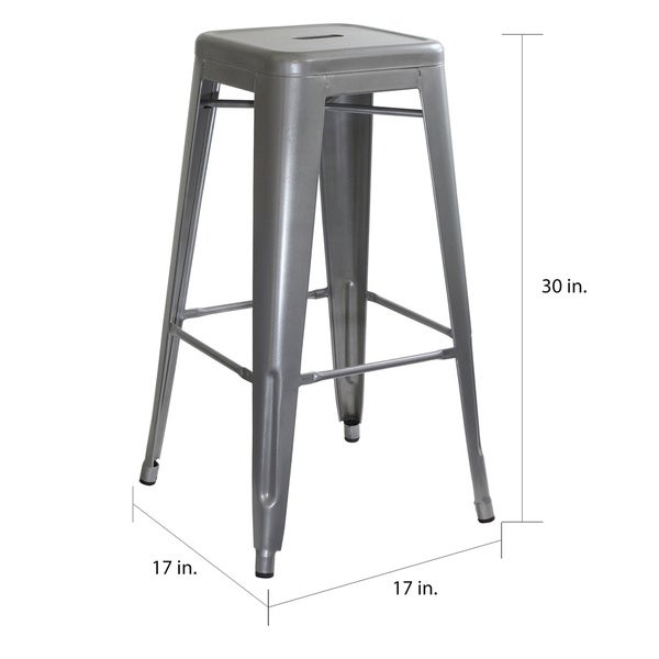 Carbon Loft Scodellaro Silver Metal Bar Stool (Set of 2)