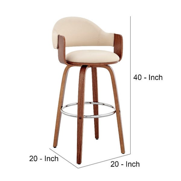 30 Inch Leatherette Barstool with Curved Back - 20 L x 20 W x 40 H Inches