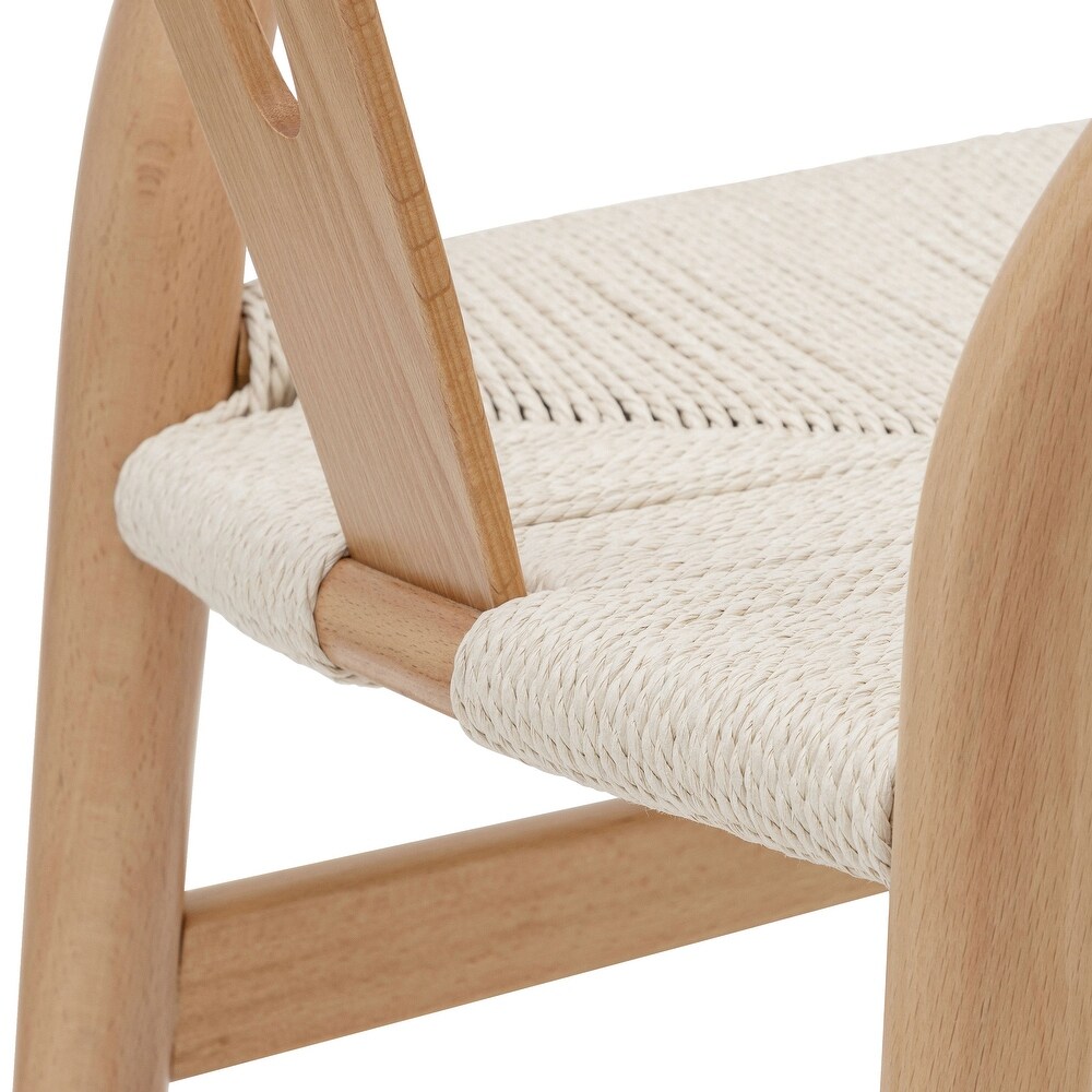 Poly and Bark Weave Chairs   Solid Wood Frame (Set of 2)