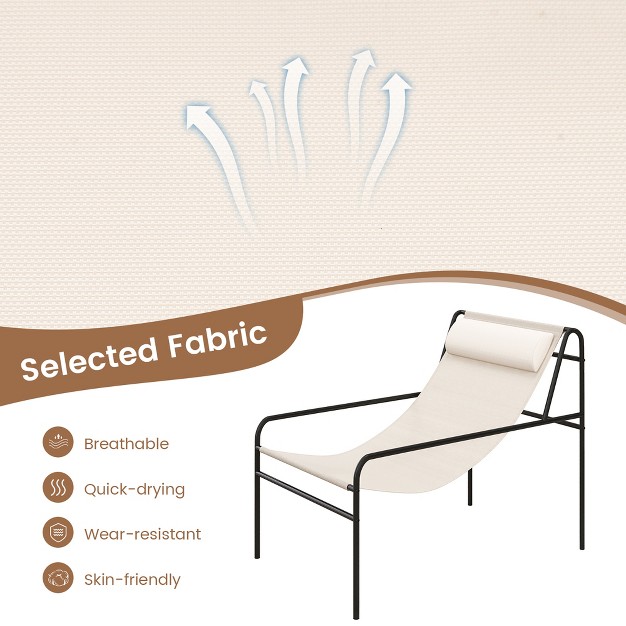 Tangkula Patio Sling Chair Modern Accent Chair W Removable Headrest amp Sturdy Metal Frame