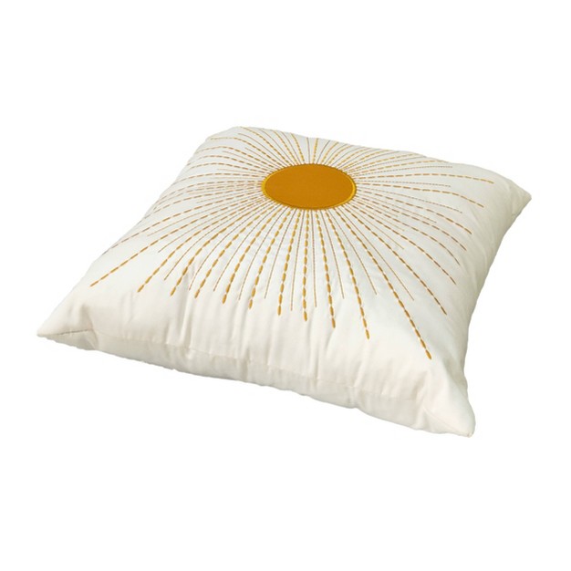 Satin Square Decorative Pillow Ivory dark Yellow