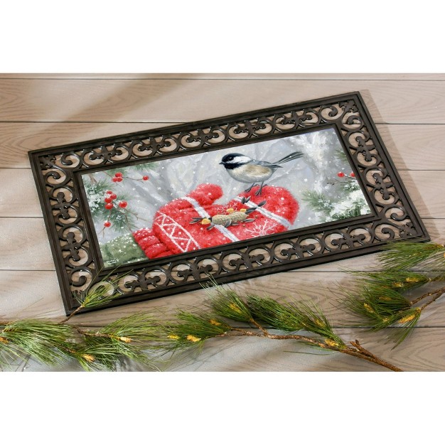 Christmas Winter Encounter Mat 1 Mat Insert 25 Inches Sassafras Bird Seed Snow 431882 Rubber Multicolored