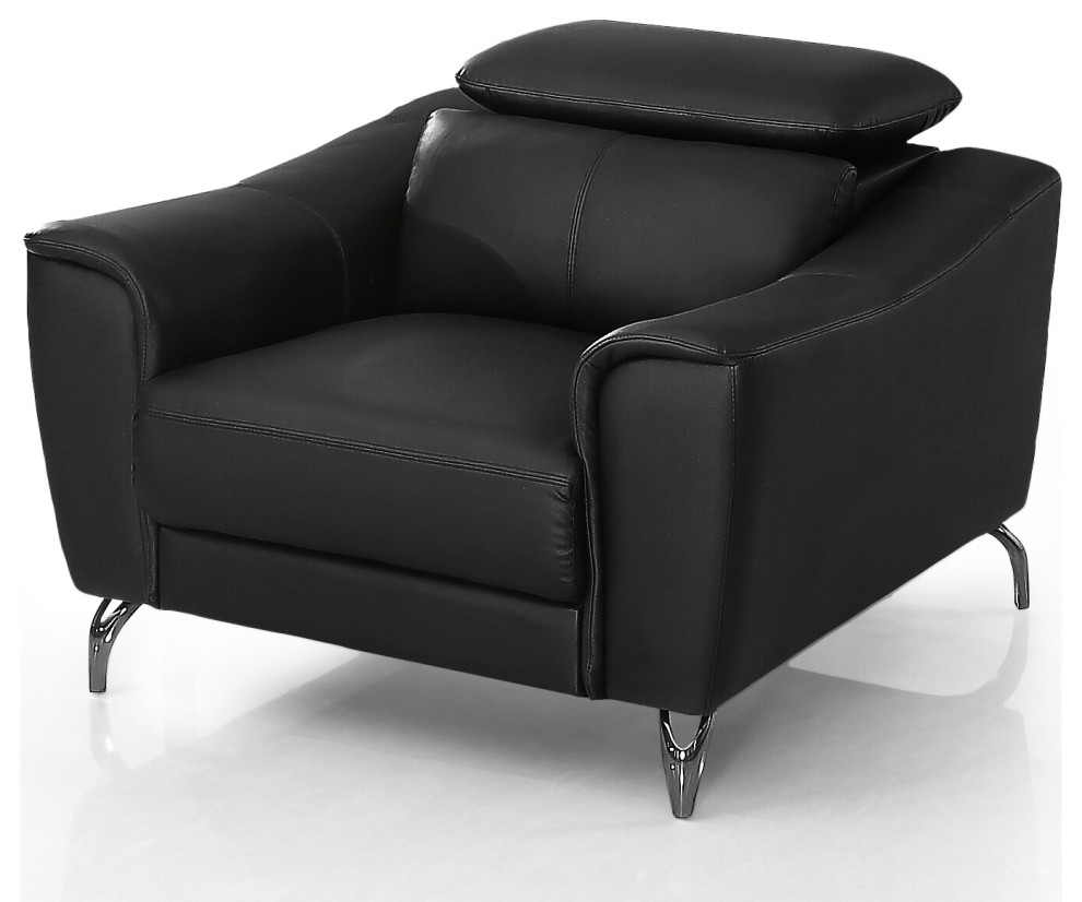 Divani Casa Danis Modern Black Leather Chair   Contemporary   Armchairs And Accent Chairs   by Vig Furniture Inc.  Houzz