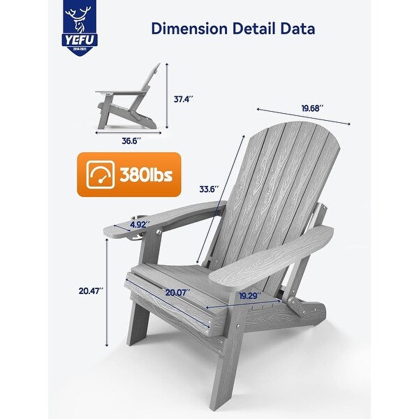 WINSOON Set of 4 Folding Adirondack Chair with 5Gear Adjustable Backrest and Retractable Ottoman