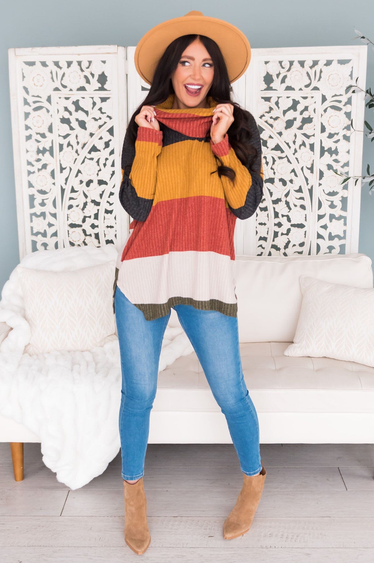 Cozy Warm Wishes Modest Sweater