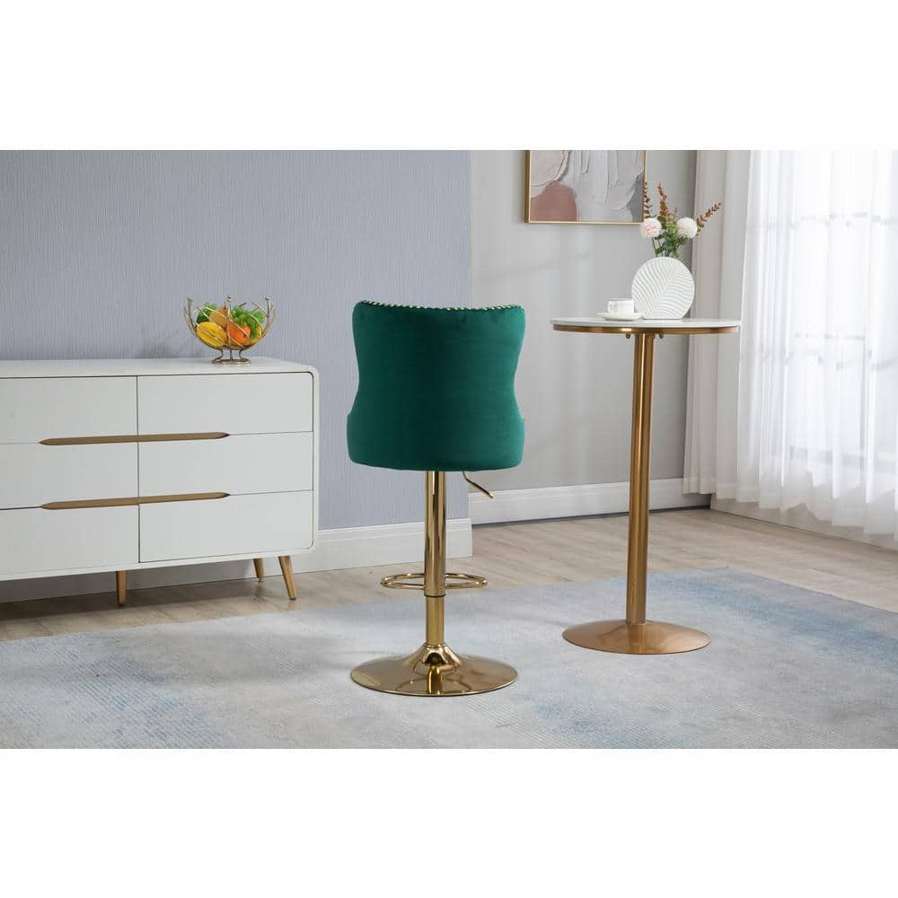 ZIRUWU 46.46 in.Emerald Metal Bar Stool with Back and Footrest Counter Height bar Chairs ZZQ-JBY721A24