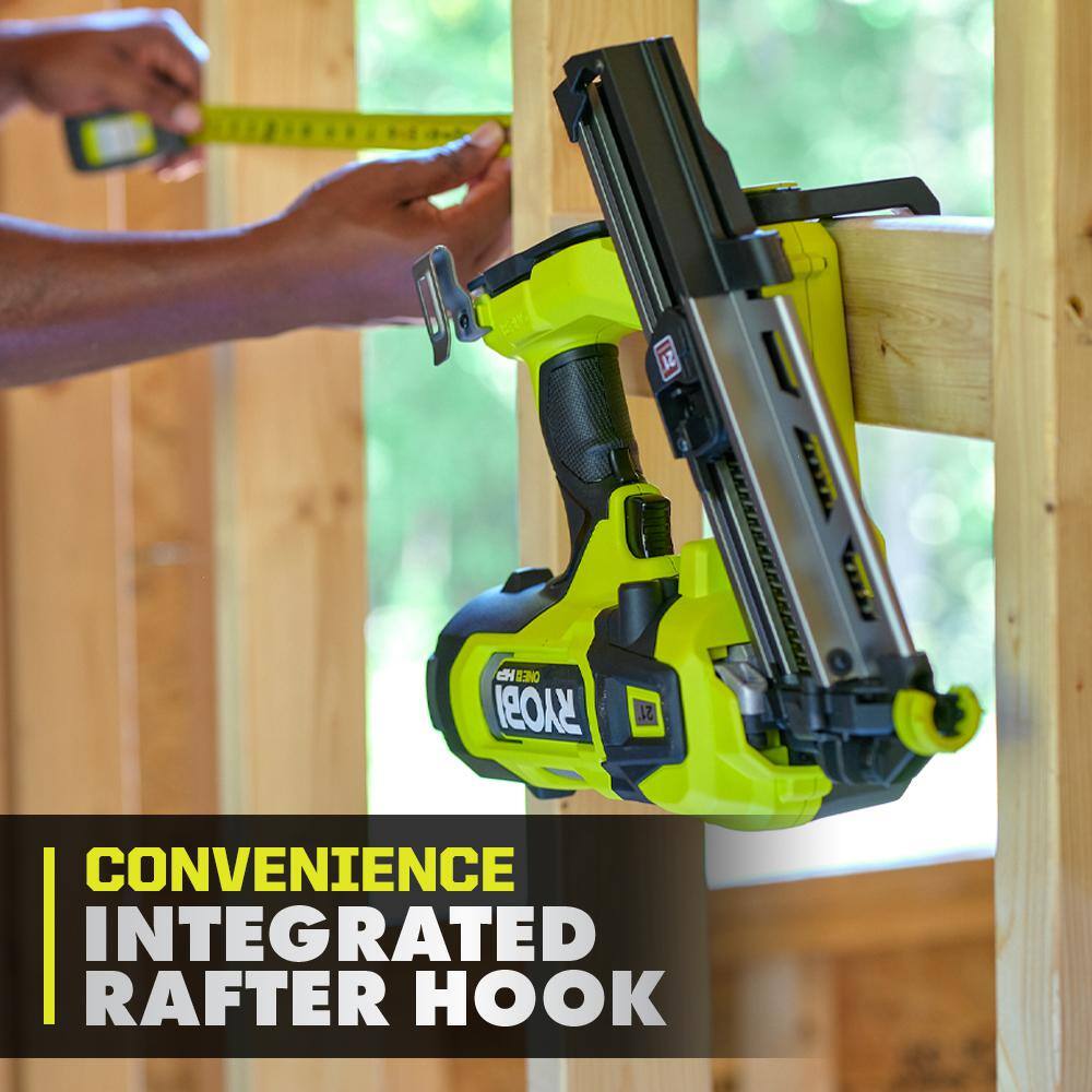 RYOBI ONE+ HP 18V Brushless Cordless AirStrike 21 Framing Nailer Kit with 4.0 Ah Battery and Charger PBL345KN