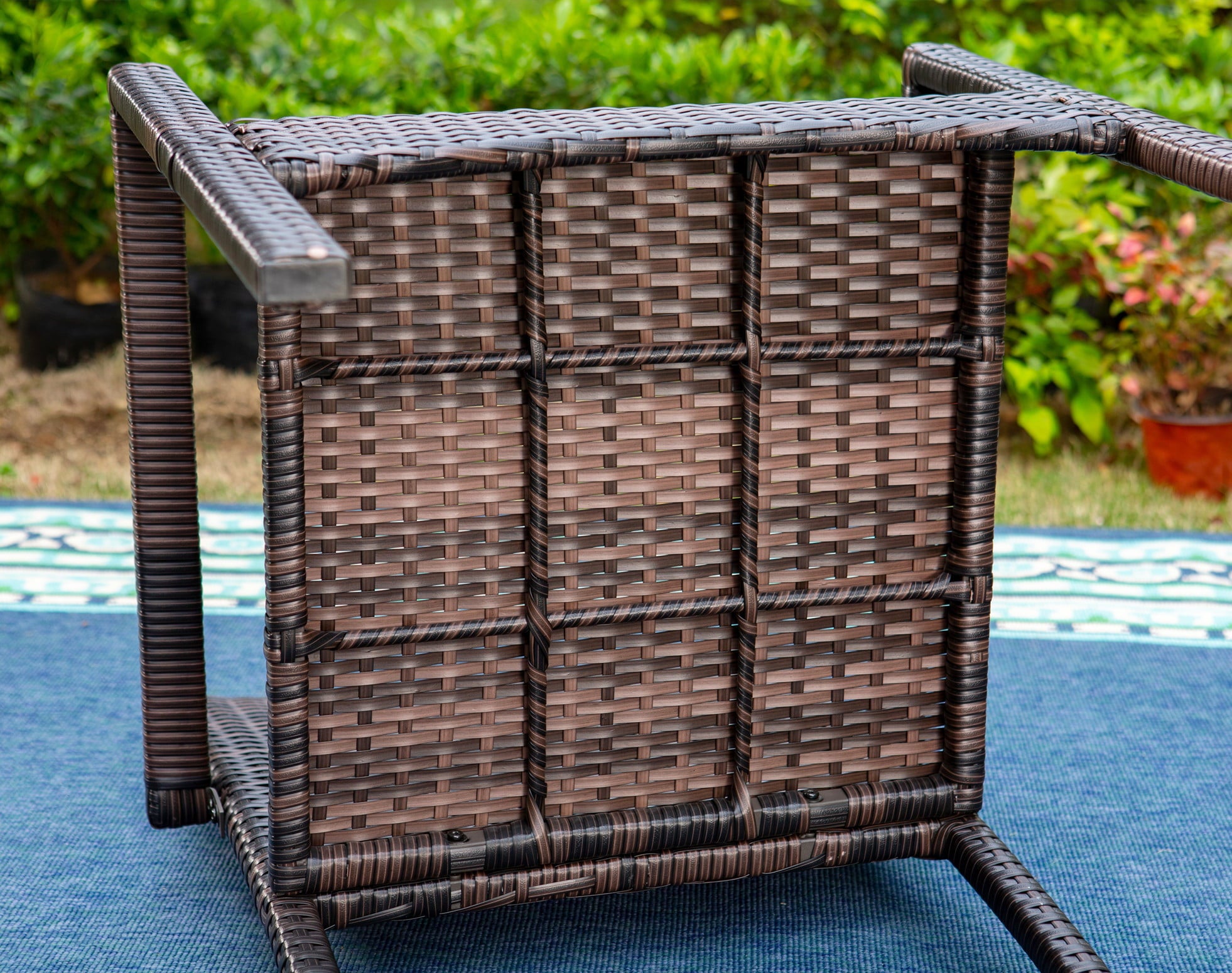 MF Studio 2 Pieces Outdoor Rattan Dining Chairs, All Weather Patio Armrest Rattan Chairs with Cushion, Brown